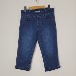 Weekender Women's Blue Cotton Blend Pull-On Skimmer Capri Stretch Jean Size 8